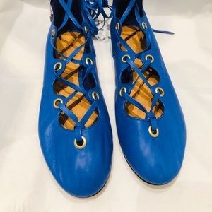 Isabel Marant Leo Lace-up Blue Flats EU 39 US 8